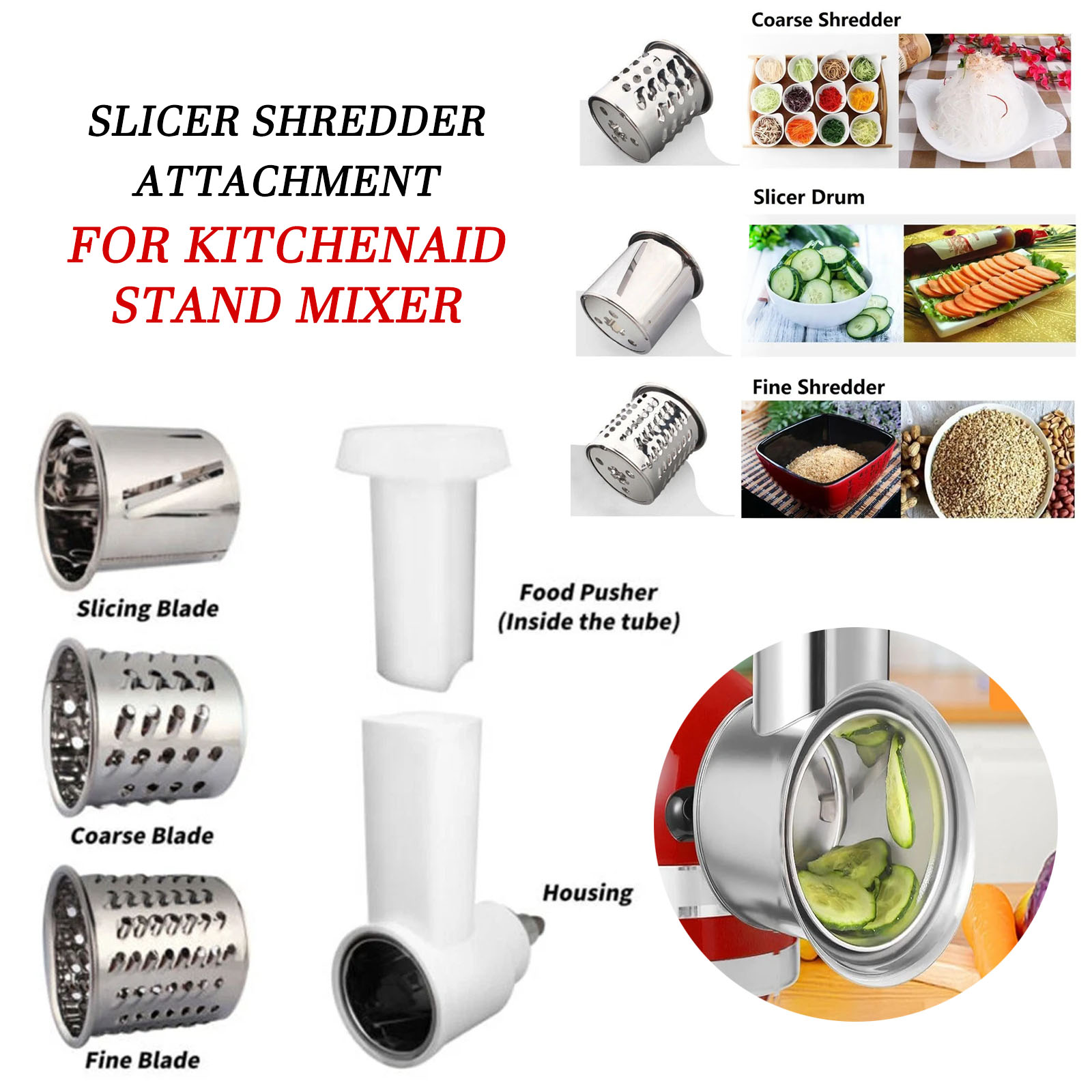 Meat Grinder Attachment - อุปกรณ์เสริมเครื่องสไลด์และหั่น 3 in 1 สำหรับเครื่องผสมอาหาร KitchenAid