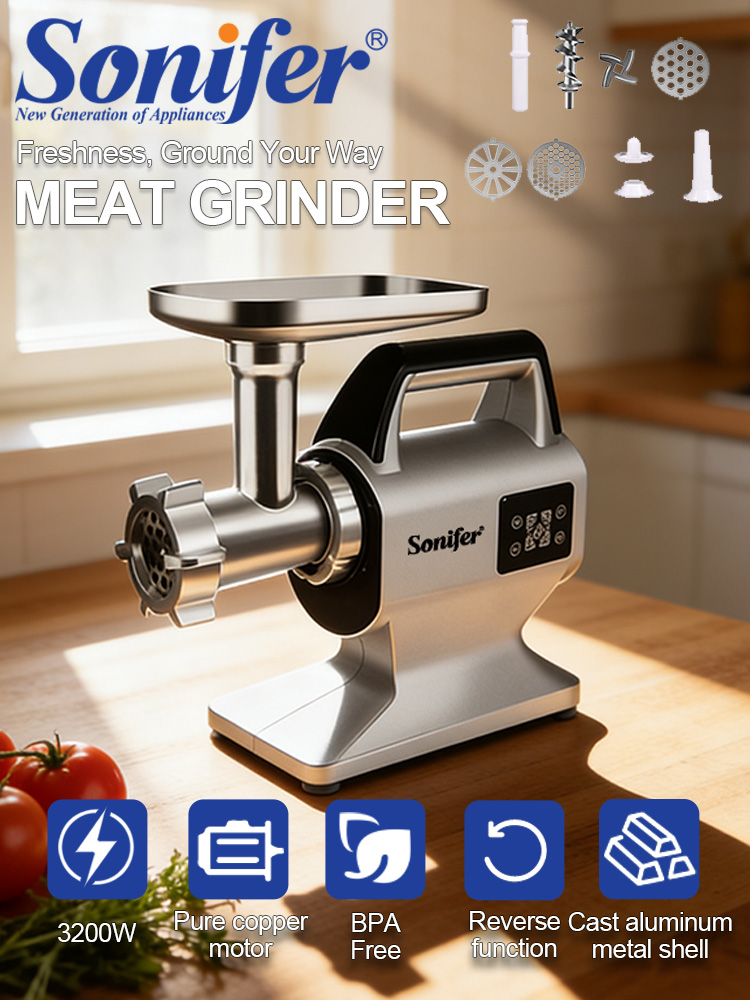 Meat Grinder Attachment - เครื่องบดเนื้อโซนิเฟอร์ SF-5036 3200W เครื่องบดไฟฟ้า 3 แผ่นบด